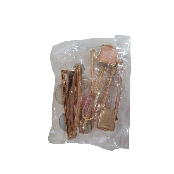 Women's Hair Clips Set of 5‎ Pink Gold Gems - Brand New - Picture 2 of 2